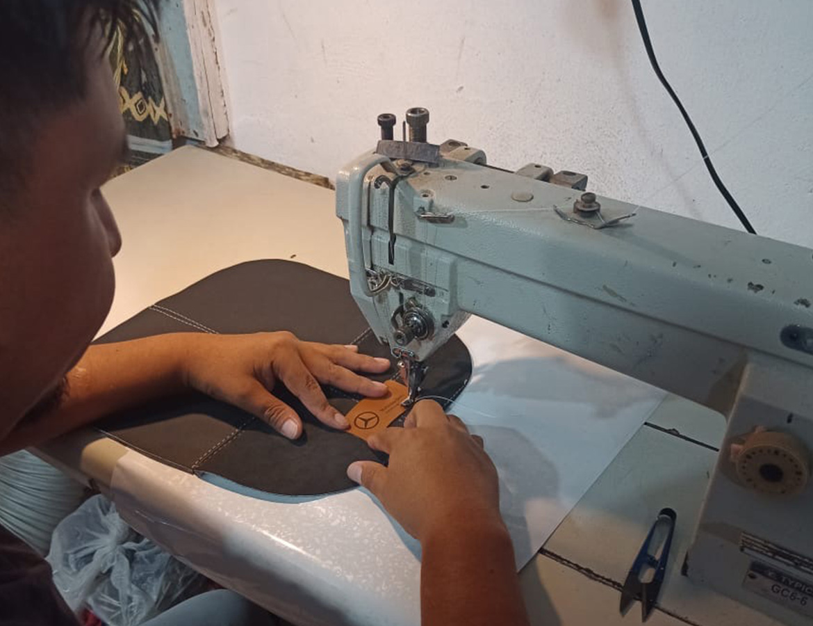 Mercedes Benz Upcycled Upholstery turned into Ecoproducts